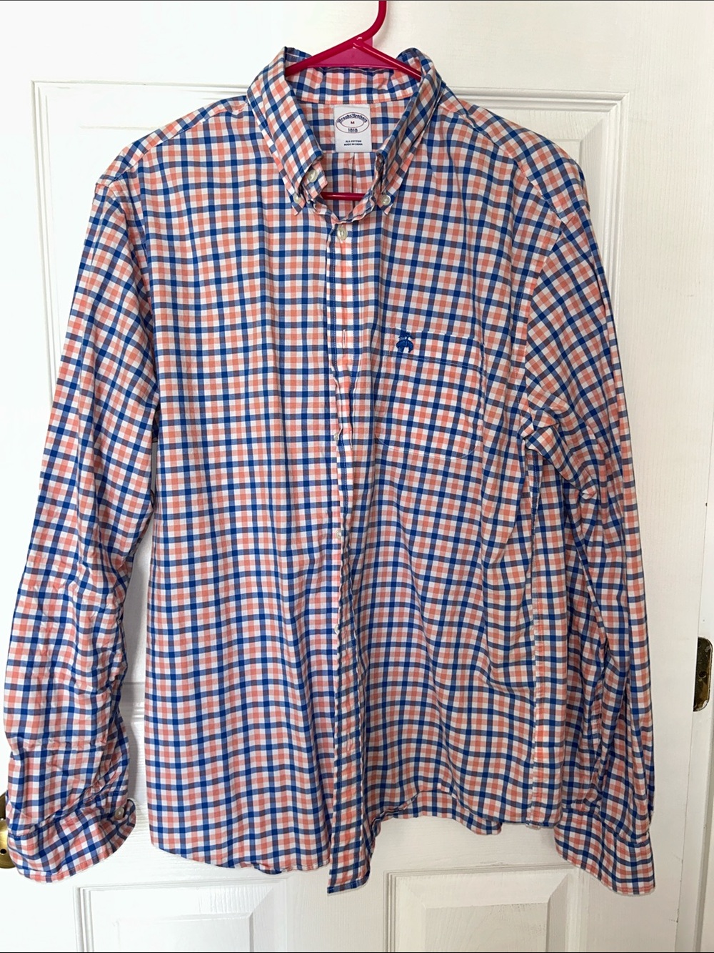 Brooks Brothers Blue and Orange Plaid Button-Down Shirt